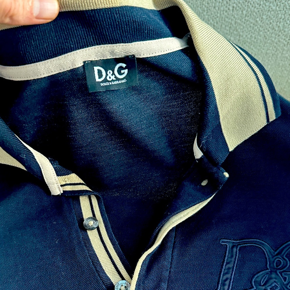 D&G Navy and Beige Polo Shirt - Men's Casual Polo